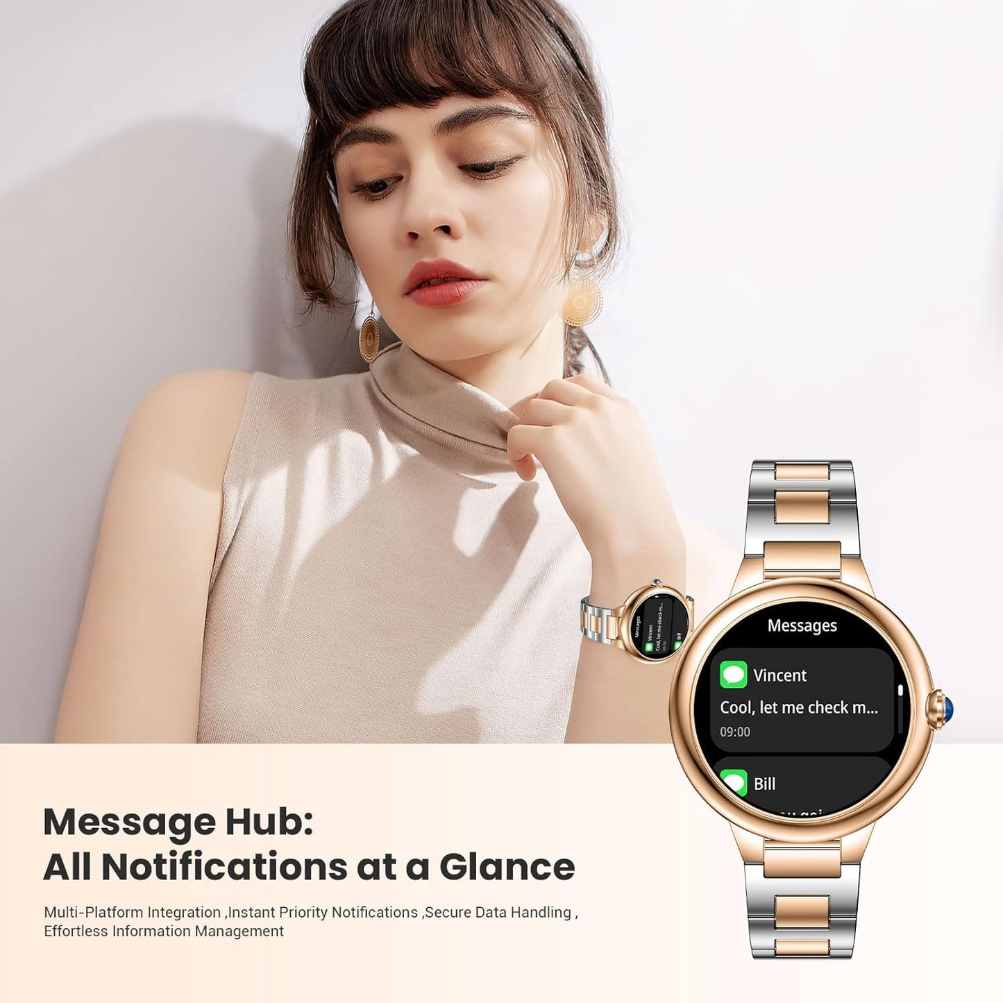 SOUYIE 2026 Luxury Smart Watch for Women, 1.19" AMOLED Display, DA GPT Smartwatch, Heart Rate, Sleep Monitor, 107 Sports Modes Fitness Tracker, Compatible with iOS & Android