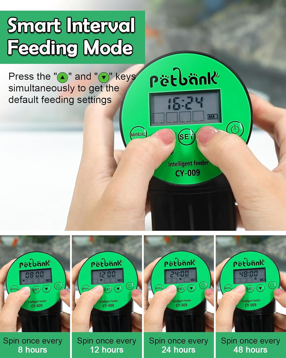 Automatic Fish Feeder for Aquariums - Rechargeable Auto Fish Food Dispenser Timer Feeder with USB Charger Cable，LCD Screen, Customized Schedule