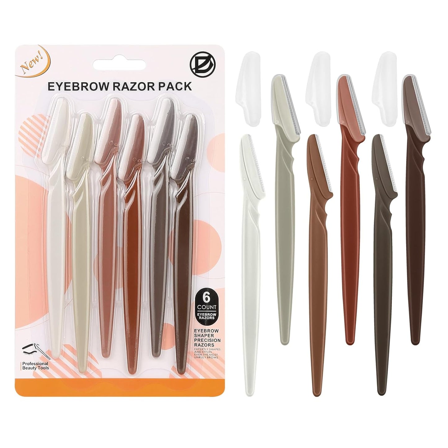 D Dermaplane Razor for Women Face - 6PCS Face Razors for Women - Eyebrow Razor with Precision Cover - Face Shaver for Women - Facial Hair Removal for Men - Neutral