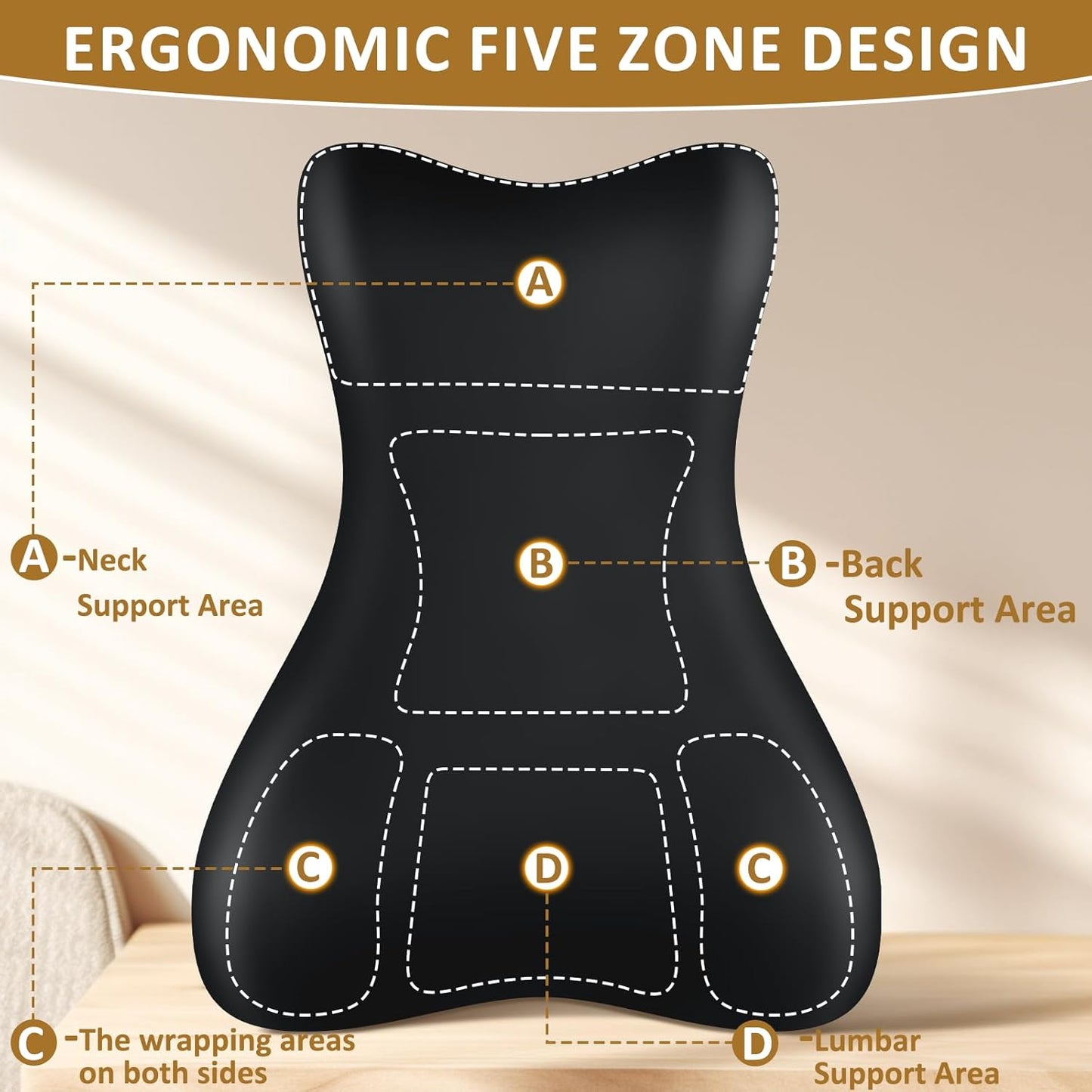 Reading Pillow for Bed,Ergonomic Wedge Pillow Headboard,Memory Foam Back Support Pillow for Bed Sitting Up Adult Sleeping,Wedge Headboard Pillow for Sleep Apne on Bedrest Couch,Black