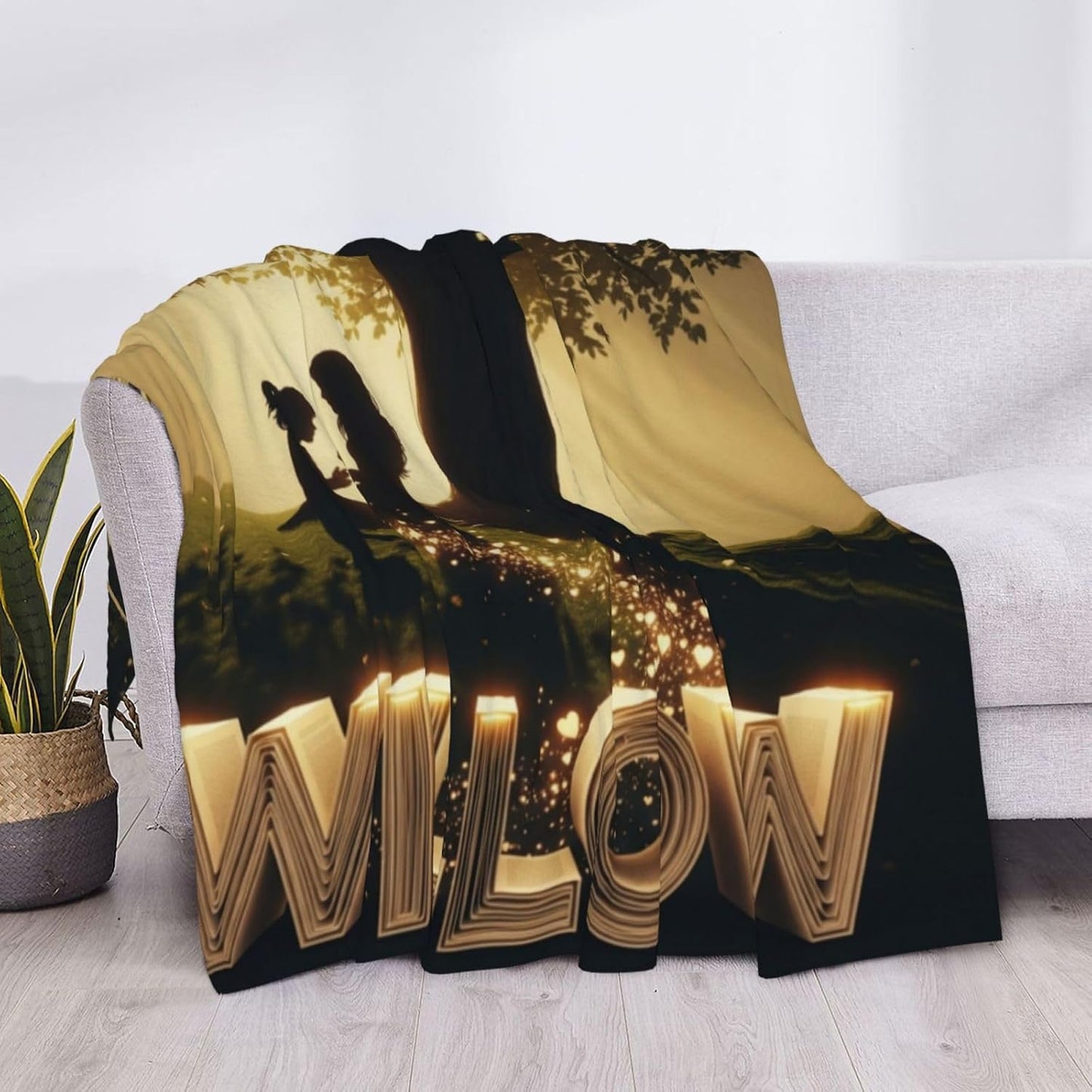 Personalized Willow Blanket Custom Name Throw for Girls Women - Soft Cozy Fleece Blanket with Mother Daughter Reading Tree - Unique Book Lover Gift for Birthday, Christmas
