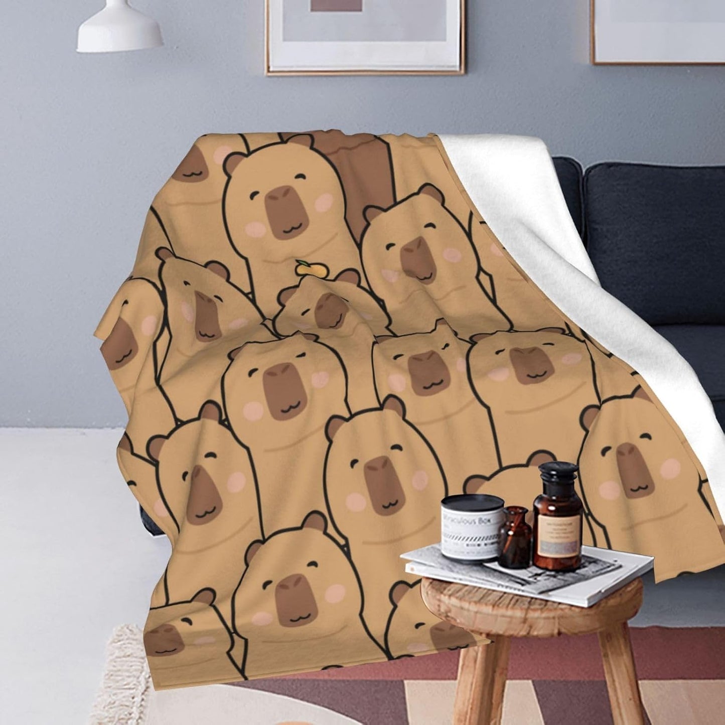Capybara Blanket Throw Blanket Flannel Lightweight Soft Plush Fuzzy Blankets for Bed Sofa Couch Livingroom Chair Car Travel Pet 50"x40"