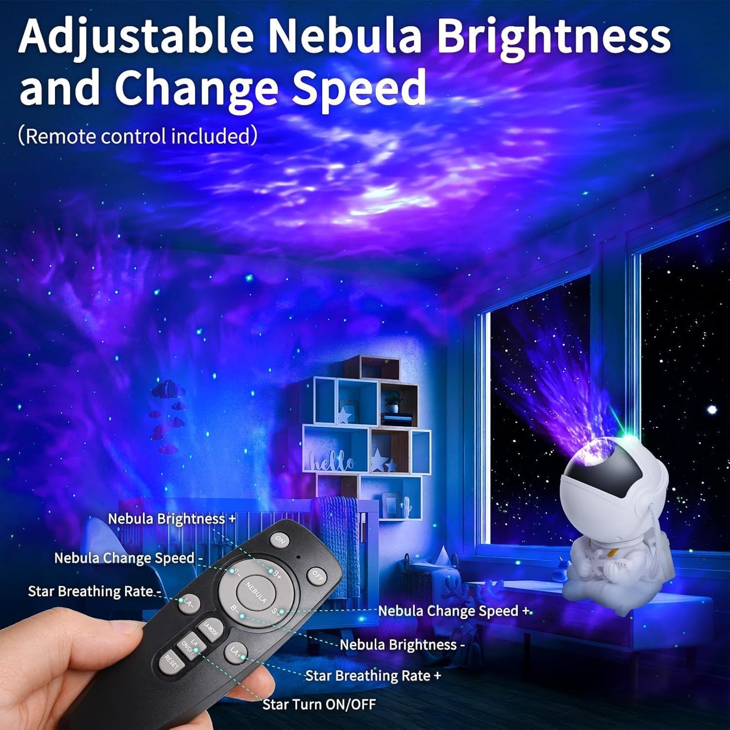 Astronaut Galaxy Star Projector – Nebula Light Projector with Remote Control, 360° Rotating Head Kids Night Light, Gift for Children and Adults-Singing with a Guitar.