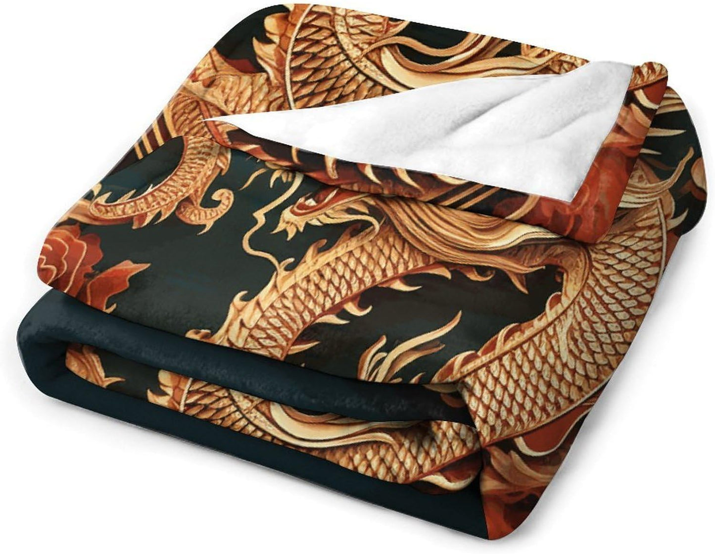 Dragon Chinese Background Throw Blanket for Couch Super Soft Warm Lightweight Throw Blankets Cozy Flannel Bed Blanket Cute Decorative Blankets for All Seasons Home Decor Gift 30"*40"（76 * 100cm）