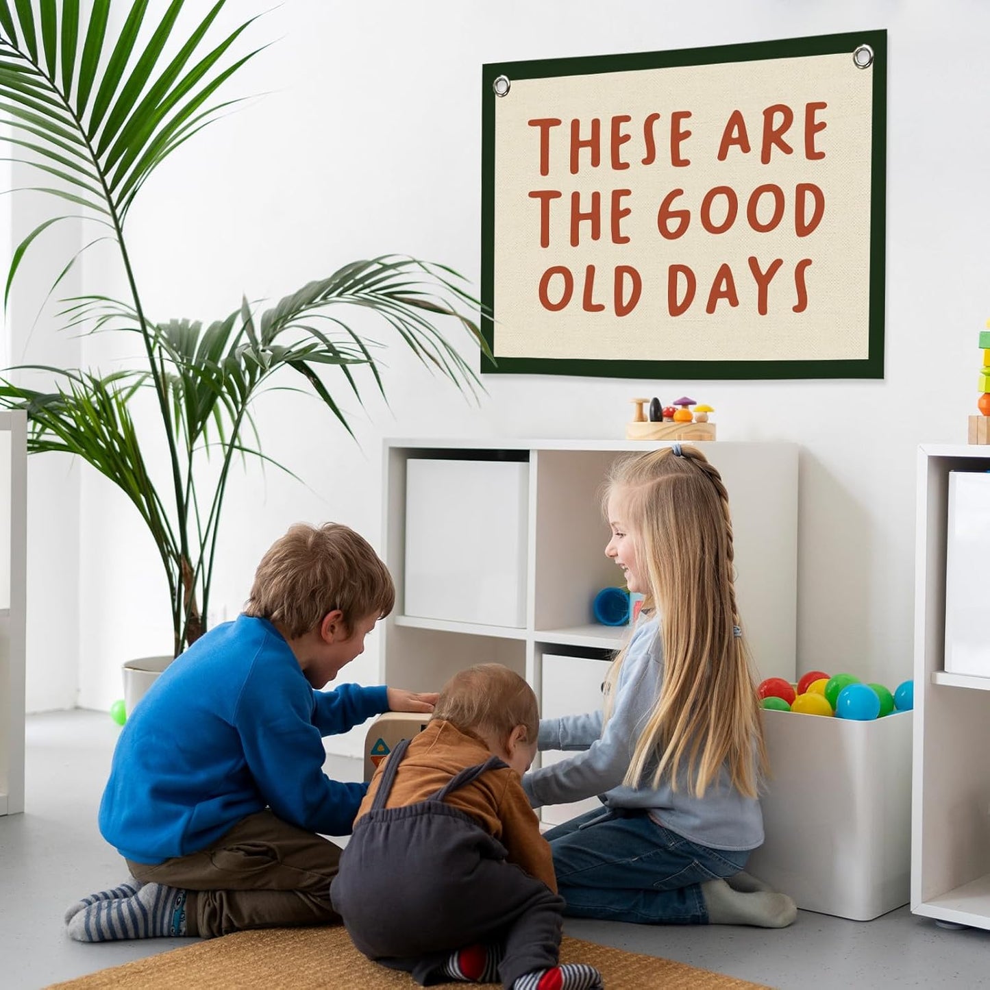 These Are The Good Old Days Banner, Trendy Retro Motivational Room Decor, Nostalgic Inspirational Canvas Flag Wall Hanging Decor Art for Home Living Room Playroom 20x30in
