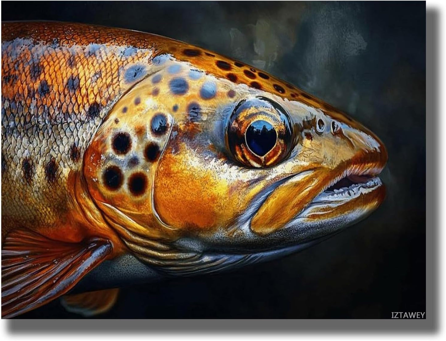 IZTAWEY Wild Brown Trout Painting Poster Canvas Wall Art Modern Home Room Mural Decoration Wall Art Poster Decorative Painting Canvas Wall Art Posters for Room Aesthetic 12x16inch No Frame
