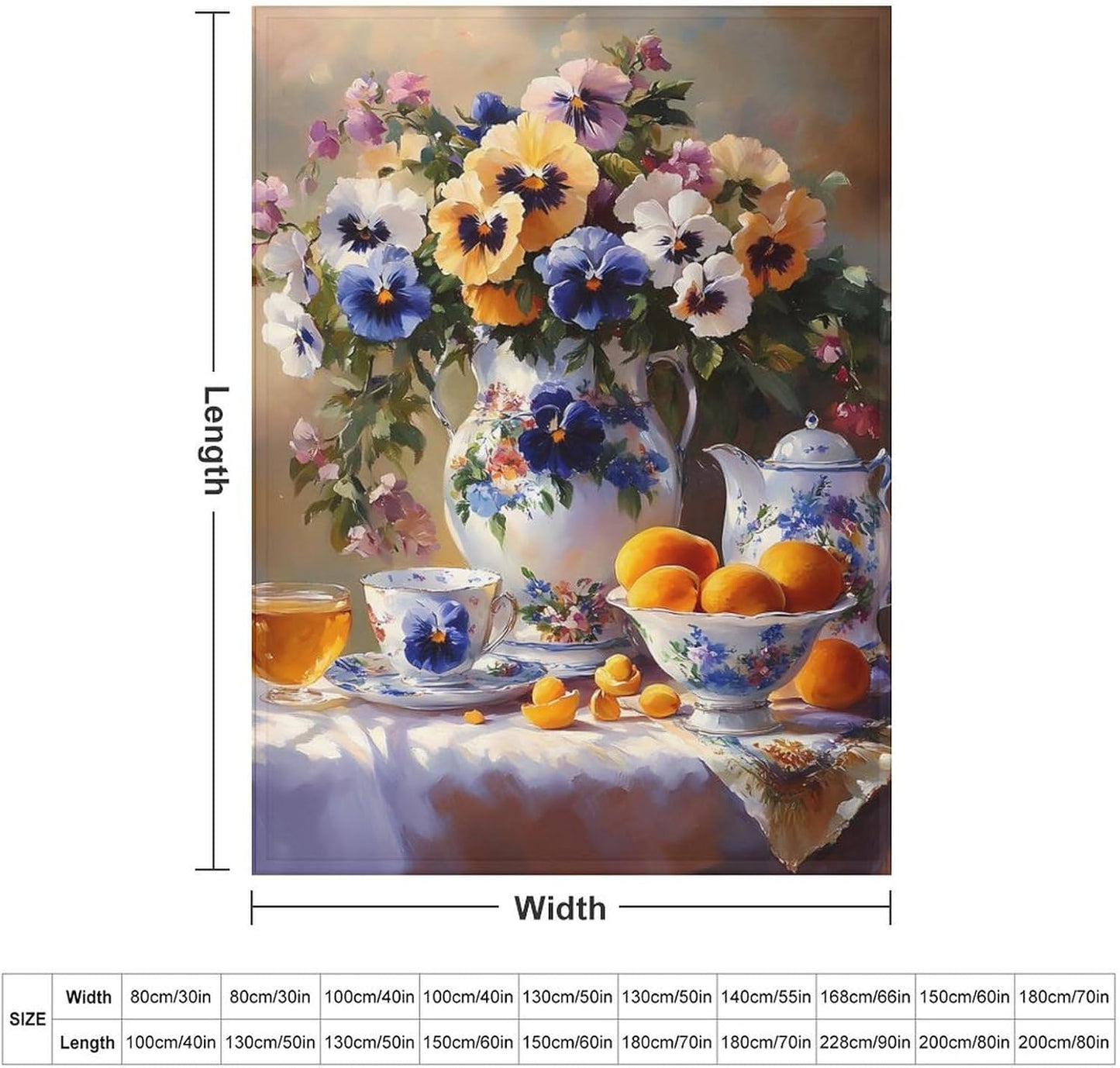 Blue Bouquet Porcelain Throw Blanket for Couch Bed Plush Cozy Fuzzy Flannel Blanket for All Season 66"x90"