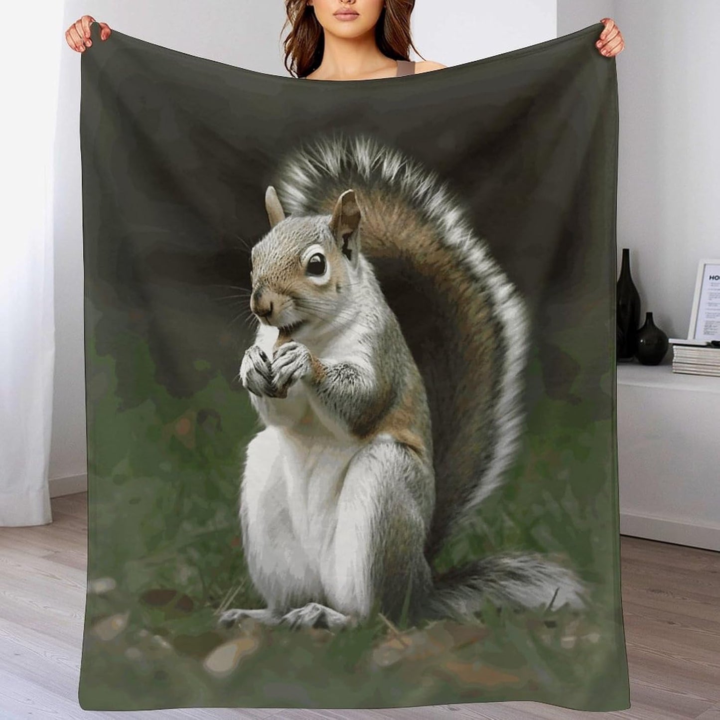 Squirrel Blanket Super Soft Lightweight Throw Blanket Cute Cozy Warm Bed Blanket Decorative Fuzzy Blanket All-Season Home Decor Gift for Sofa Couch Living Room 40"*50" （100 * 130cm）