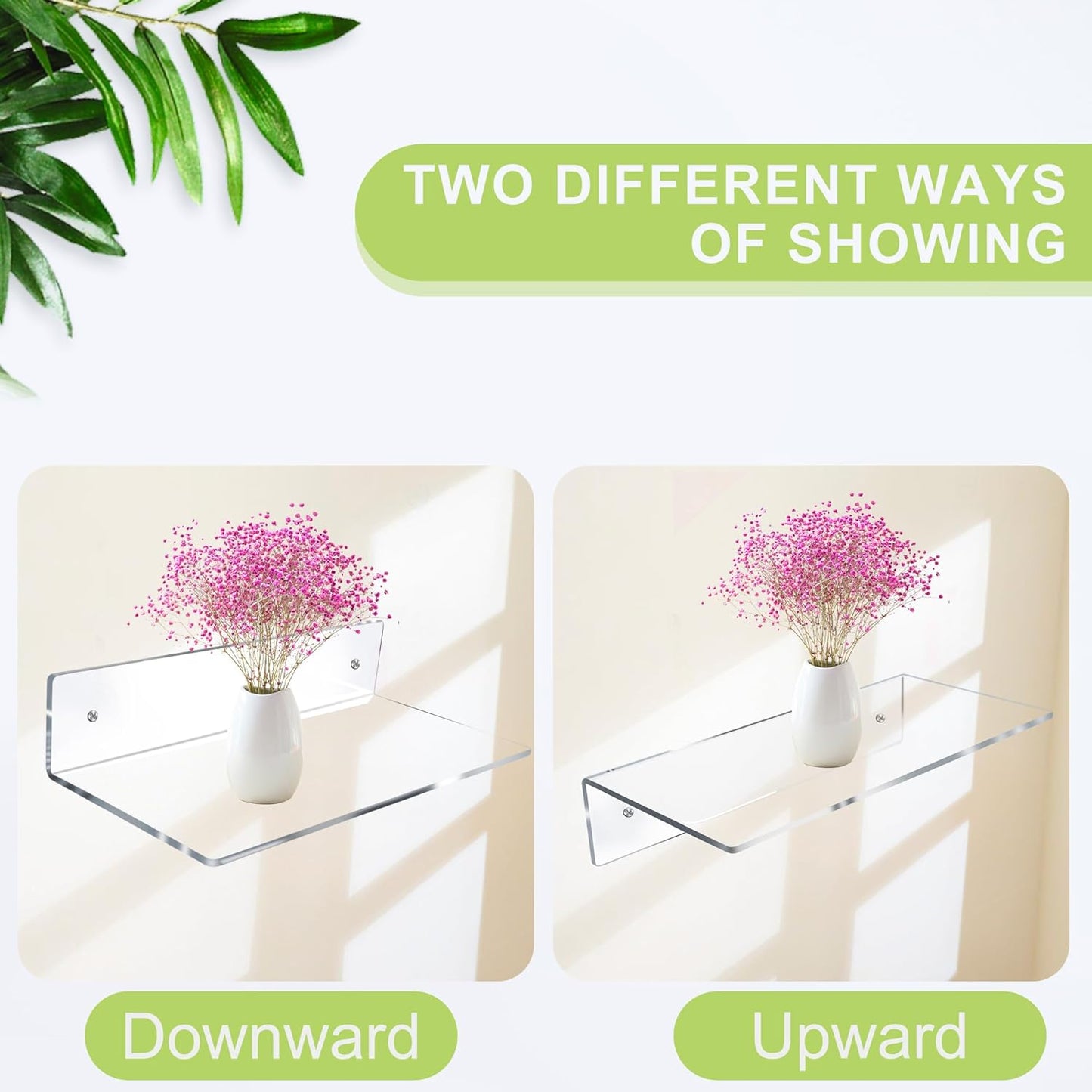 12 Inch L-Shaped Acrylic Floating Shelf Clear Wall Mounted Shelves Invisible 5MM Thick Shelf for Wall Storage Clear Shelves for Makeup Photo Picture Book Record Display 4 Pack