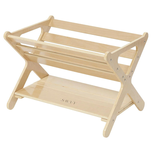 Sidestack Book Caddy Storage Organizer with Shelf, Small Bookshelf, Natural