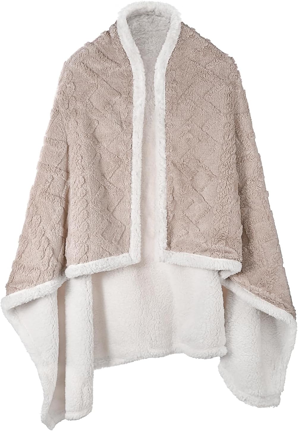 haozaikeji Wearable Blanket Plush Shawl Blanket Sleeveless Blankets Comfy Poncho Throw Wrap with Buttons for Home Office