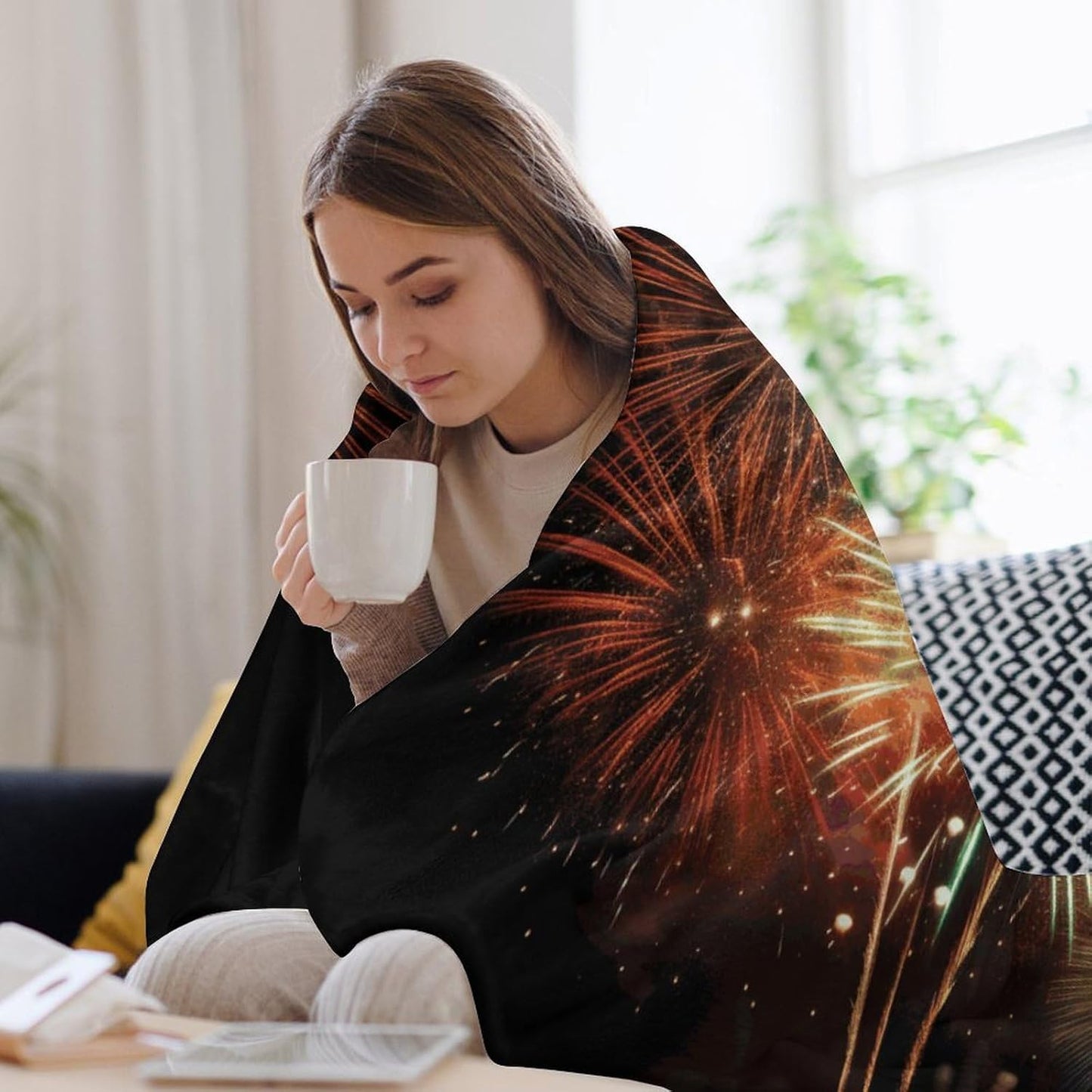 Splendid Fireworks Blanket Super Soft Lightweight Throw Blanket Cute Cozy Warm Bed Blanket Decorative Fuzzy Blanket All-Season Home Decor Gift for Sofa Couch Living Room 40"*50" （100 * 130cm）