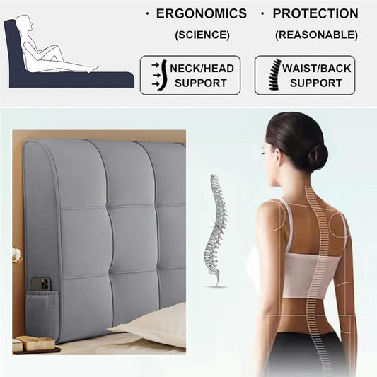 AMNOOL Fleece Headboard Cushion Wall Pillow Large Backrest Headboard Bed Rest Cushion Neck Lumbar Support Pad Removable Cover Home Dorm Daybed Upholstered
