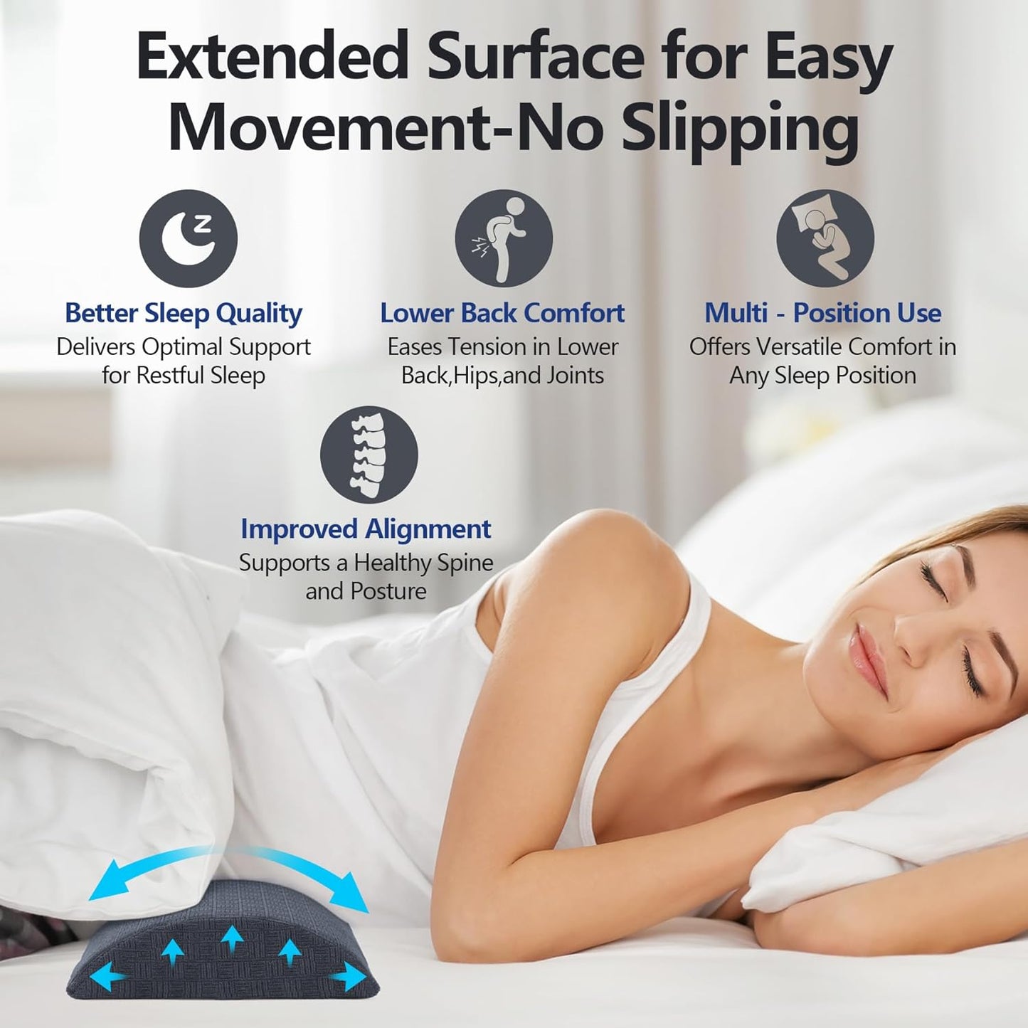 Cozyhealth - 2.95" H*18.7" L - Soft Small Lumbar Pillow for Sleeping, Memory Foam Back Lumbar Support Cushion for Lower Back Pain Relief Bed Waist Sleep Support Pillow for Side, Back(Dark Grey, Small)