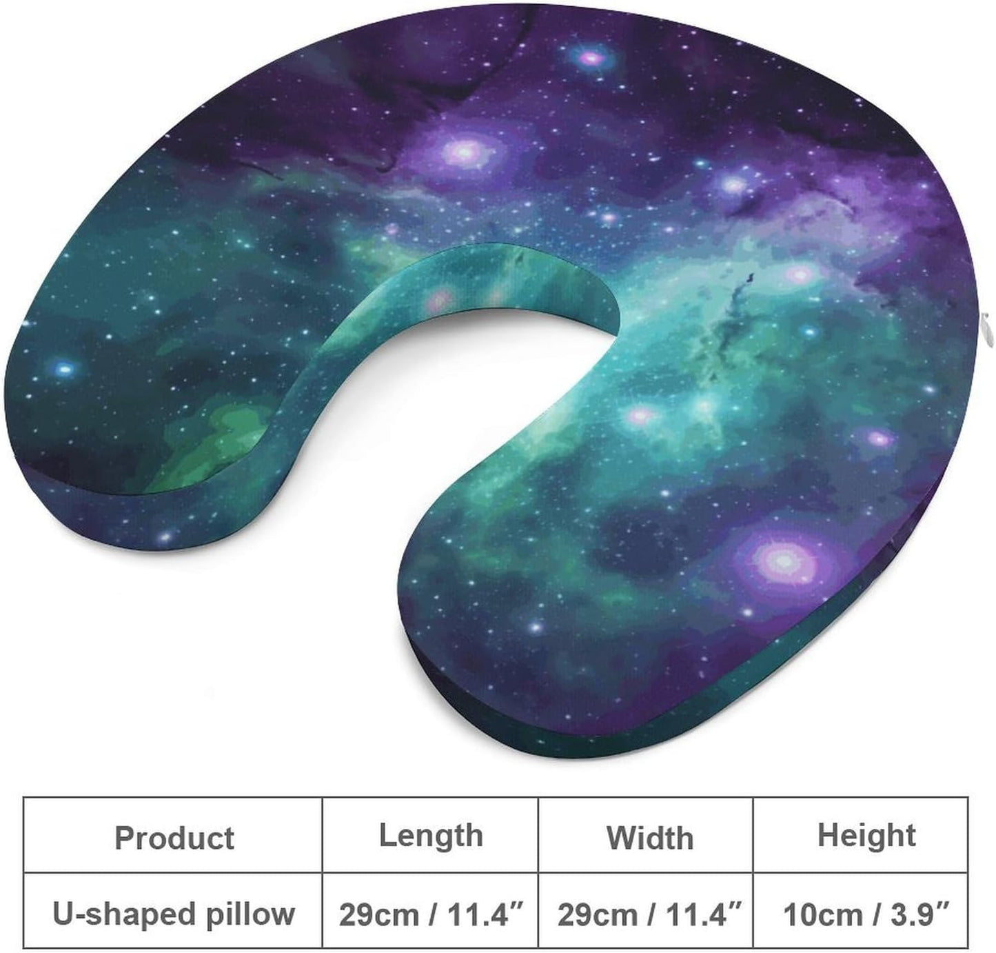 Green Blue Purple Galaxy Neck Pillow Memory Foam U Shaped Pillows Portable Pillows for Shoulder Travel Head Support Pillow with Concealed Zipper for Airplane Car Home Office