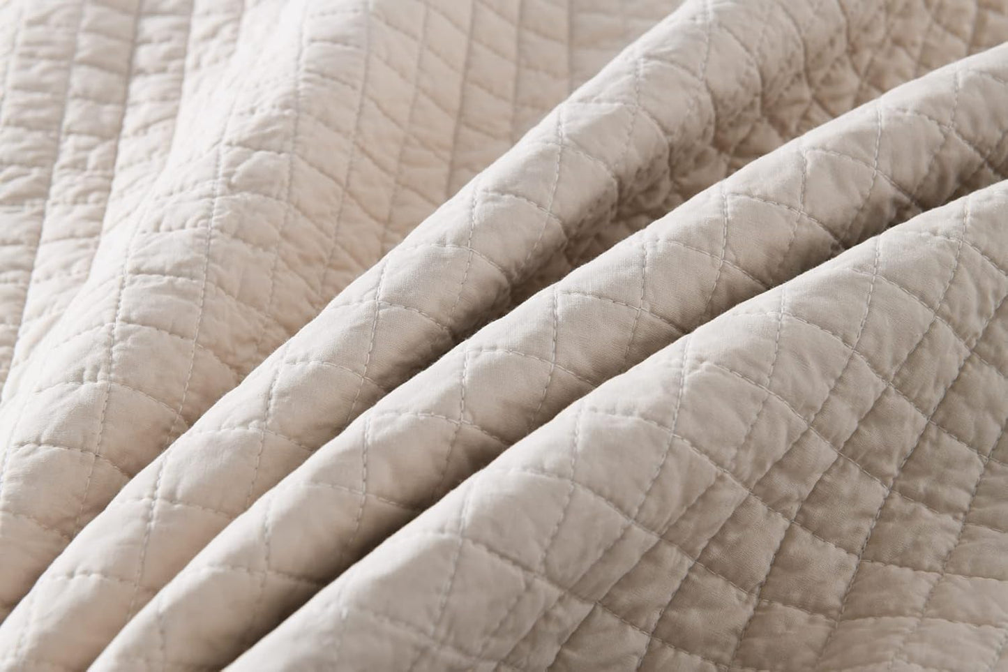 100% Cotton Quilted Throw Decorative Throw Blanket Multi Color Super Soft Warm Indian Vintage Reversible Quilt for Sofa and Couch 50"x60" (Natural Beige)