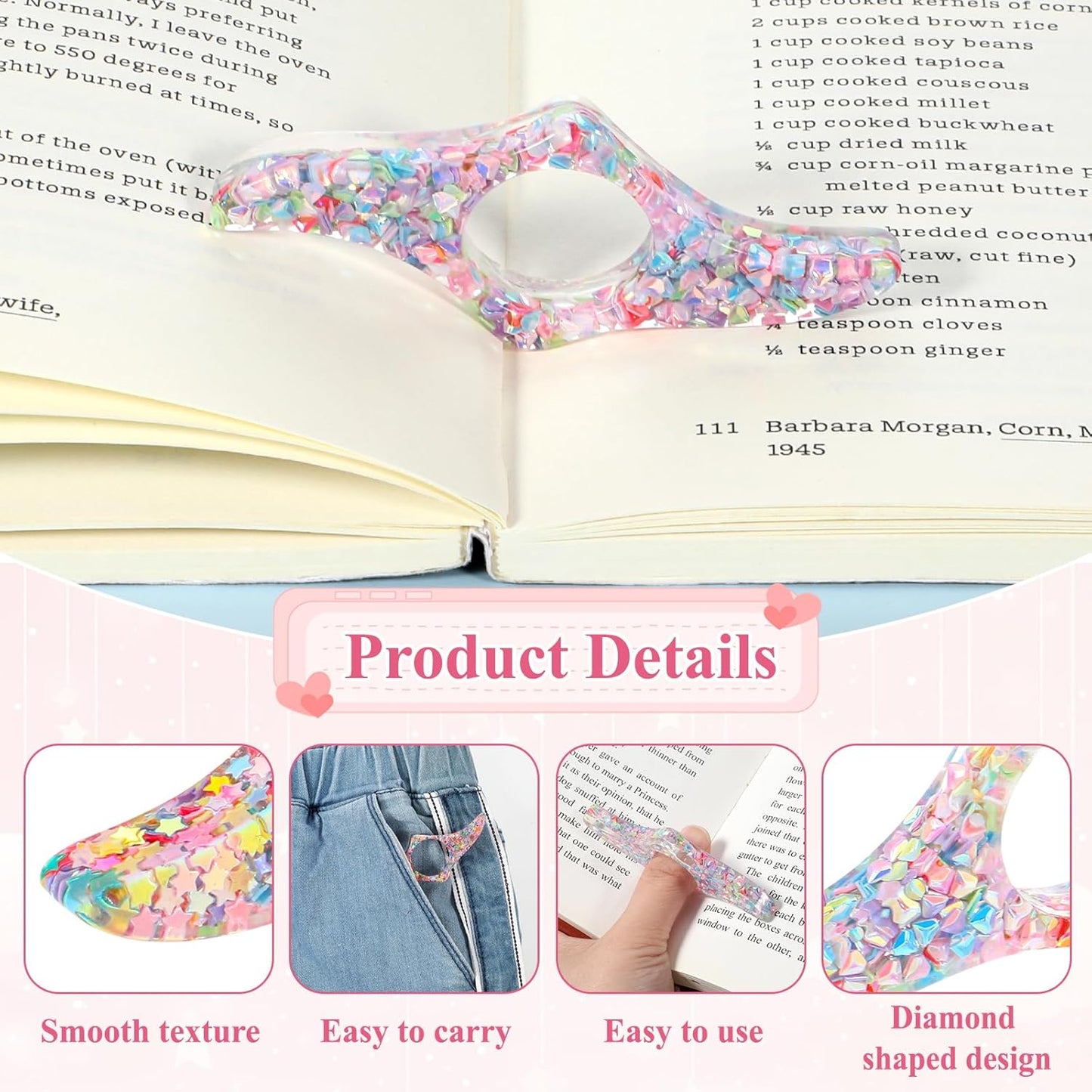 Thumb Book Page Holder,2 Pack Dried Flower Handmade Resin Book Holder for Reading Tools Hand Free Reading Accessories Christmas Gifts for Literary, Teachers, Students, Bookworm