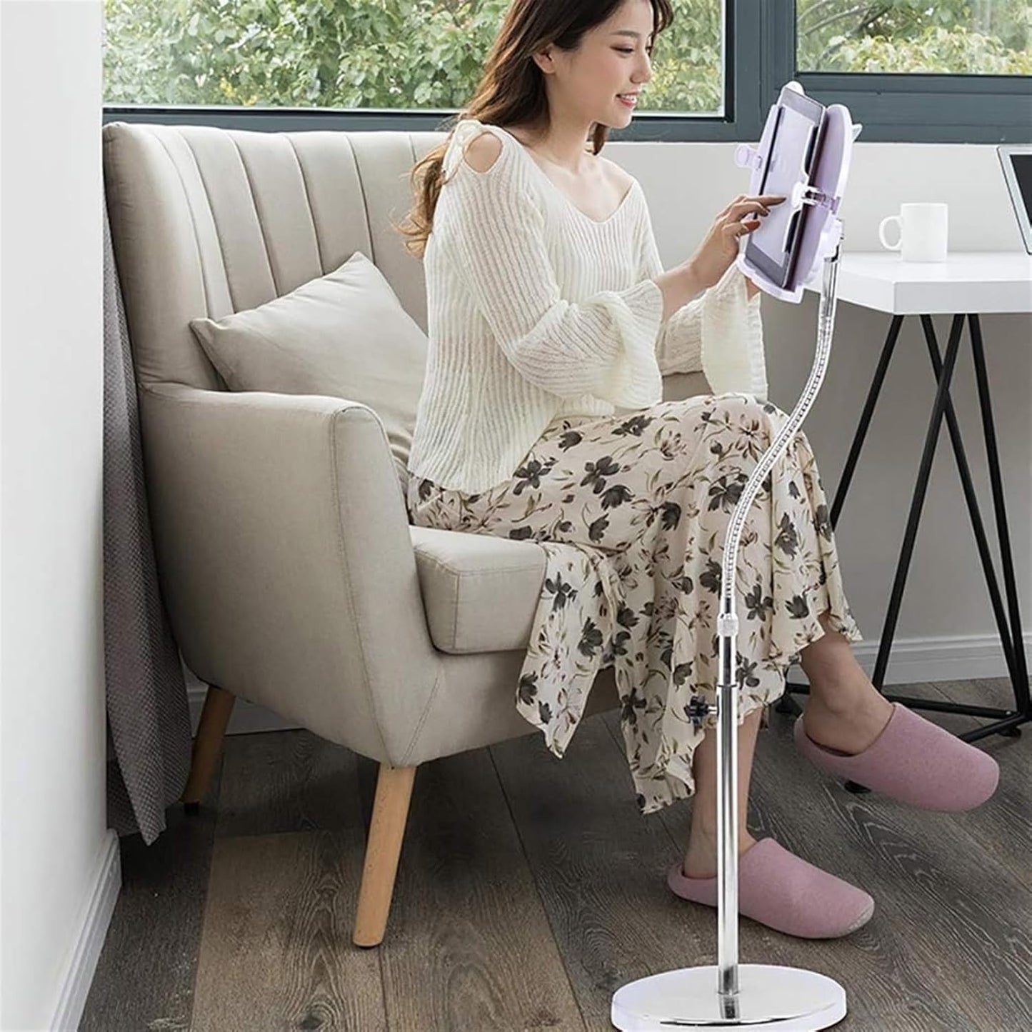 Tablet Adjustable Metal Floor Stand,Heavy Duty Floor Multi-Function Bookstand,360° Rotation Floor Tablet Holder,for Document,Textbook,Cookbook,Sheet Music