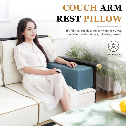 2 Pack Couch Arm Rest Pillow, Leatharie Waterproof Cover, High Density Foam Armrest Cushion, Headboard Cushion Elbow Support for Sofa Bed and Armchair,Orange,8x8x20in