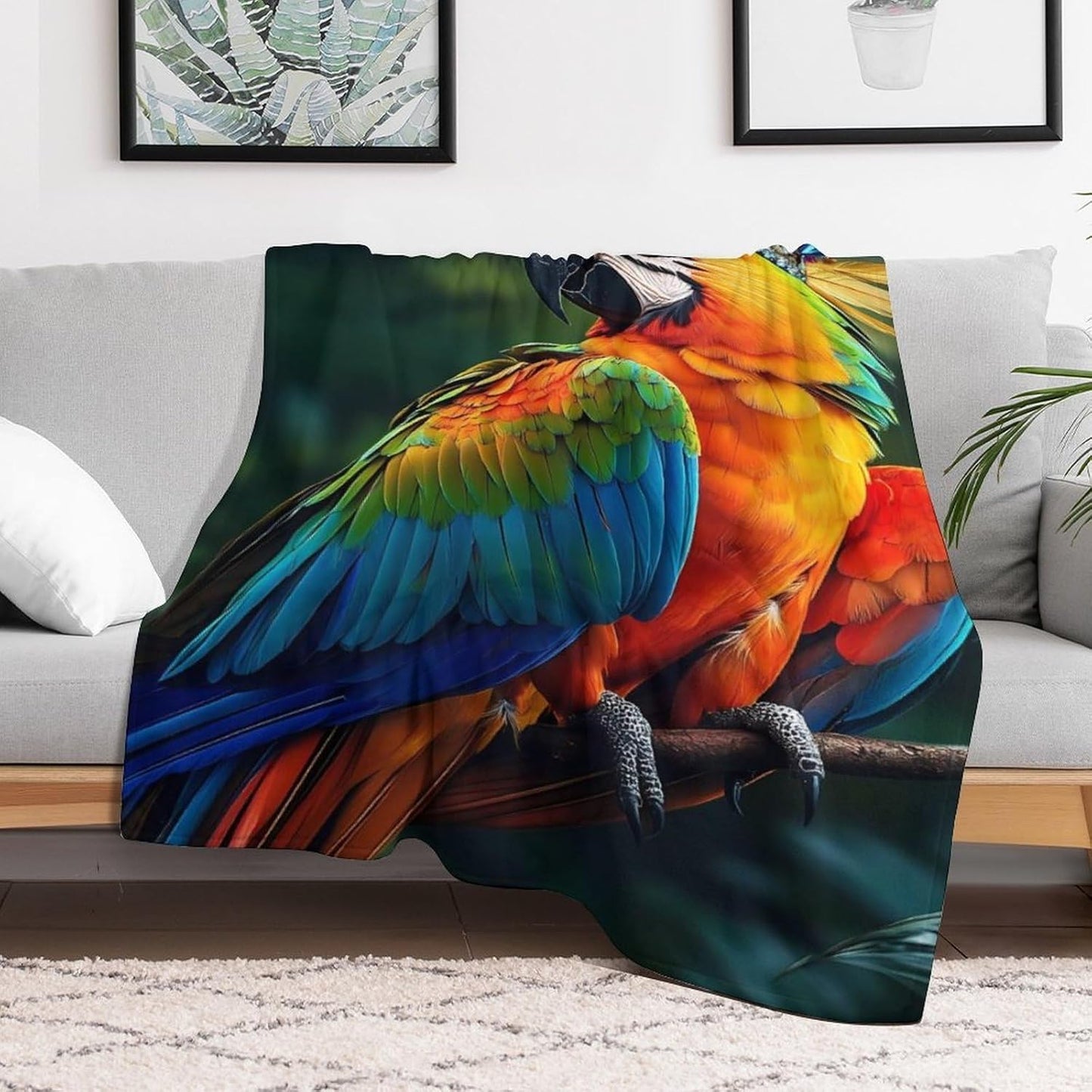 Parrot Bird Throw Blanket for Couch Bed Plush Cozy Fuzzy Flannel Blanket for All Season 30"x50"
