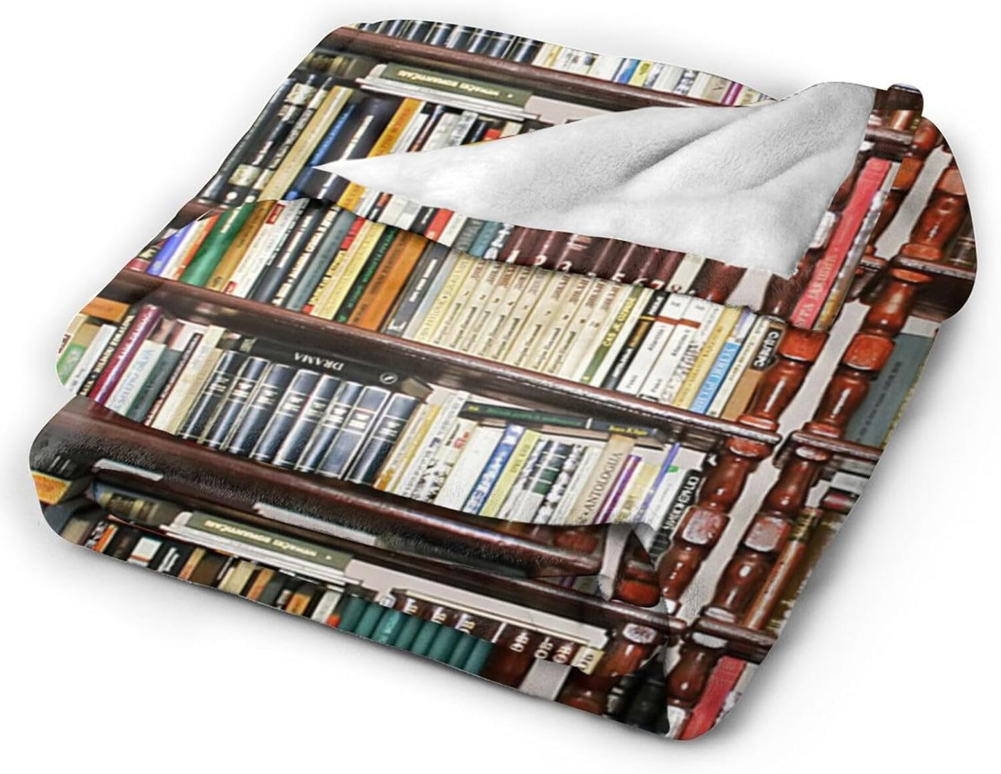 HGOD DESIGNS Library Bookshelf Fleece Throw Blanket Ultra Soft Cozy Blooming Decorative Flannel Blanket All Season for Home Couch Bed Chair Travel 50x60in