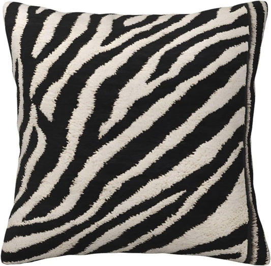 All-Season Square Pillow Covers 18"X18", Zebra Animal, Decorative Throw Pillow Covers for Sofa Bed Couch, Hidden Zipper Cushion Cover, Square Lumbar & Accent Pillowcases for Home Decor