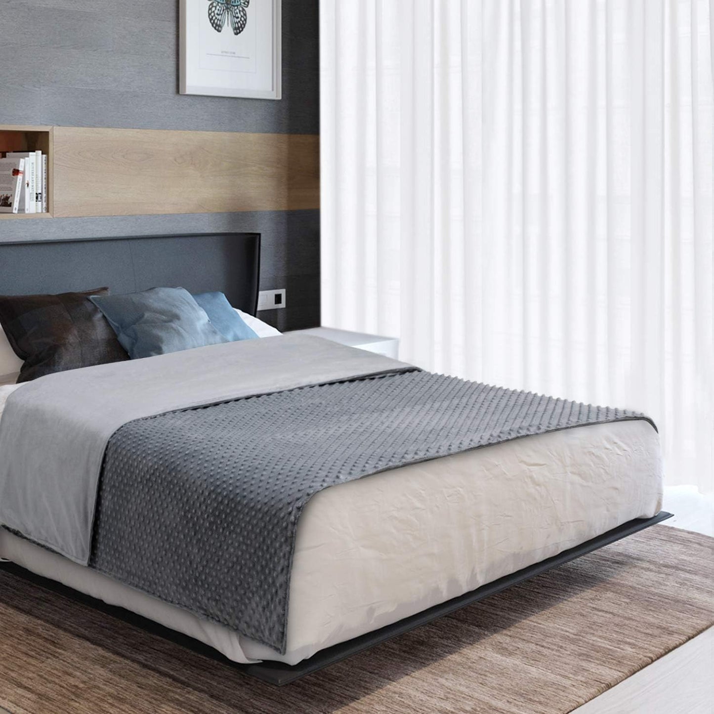 Acdyion Weighted Blanket Cover 48x72, Grey Minky Dot & Fleece Removable Duvet Cover with 12 Ties, Washable Fabric for 48x72 Weighted Blankets, Soft Minky and Cozy Fleece Dual-Sided Cover