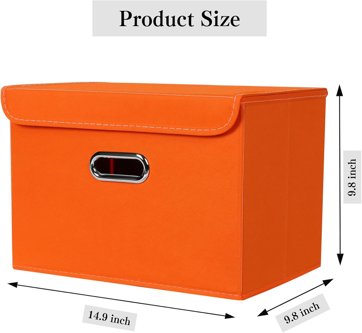 Fabric Storage Bins with Lids Closet Organizers Foldable Cubes Basket with Handles Cube Boxes for Home ，Orange