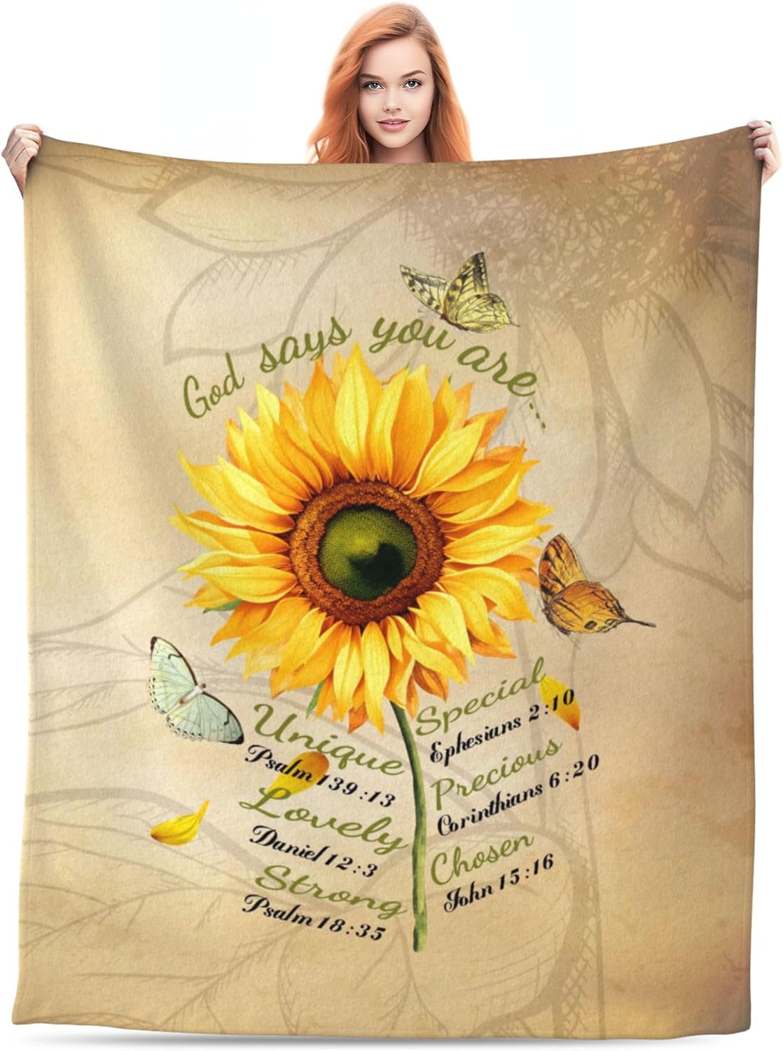 Christian Gifts, Inspirational Gifts,Sunflower Blanket 50"x60" Cozy Warm Super Soft Flannel Throws Gift for Mother's Day Holiday Birthday