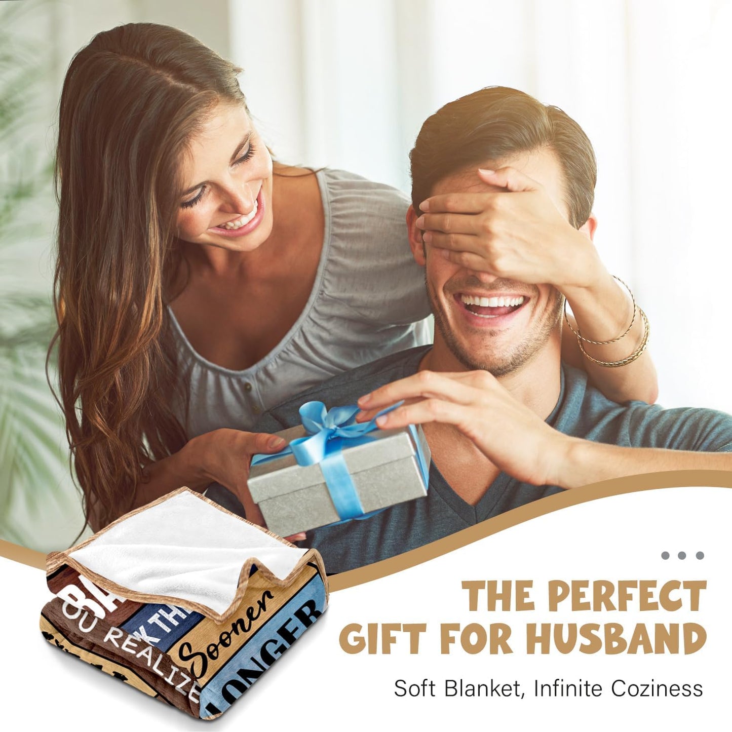 Husband Valentines Day Birthday Gifts from Wife - Wedding Anniversary Romantic Presents for Him Man - Fathers Day Christmas Birthday Gifts for Husband Him - to My Man Blanket 60"x80"