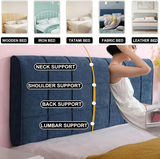 Large Headboard Cushion Wall Bolster Bed Rest Pillow Reading Pillow Lumbar Support Backrest for Dorm Room Daybed Bunk Bed Upholstered with Washable Cover