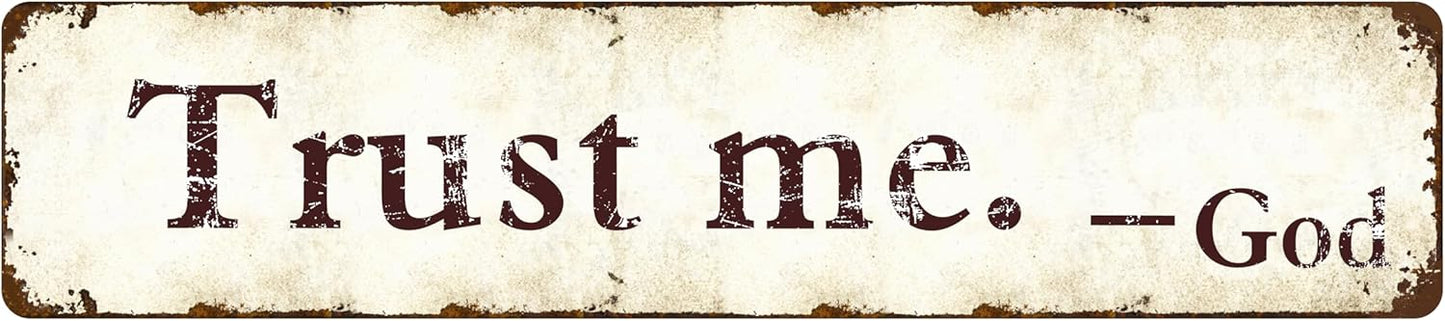 Trust Me God Metal Sign - 4x16 Inch Rust-Resistant Christian Wall Decor, Inspirational Bedroom/Office/Church Art for Women and Teens - Indoor/Outdoor Religious Plaque