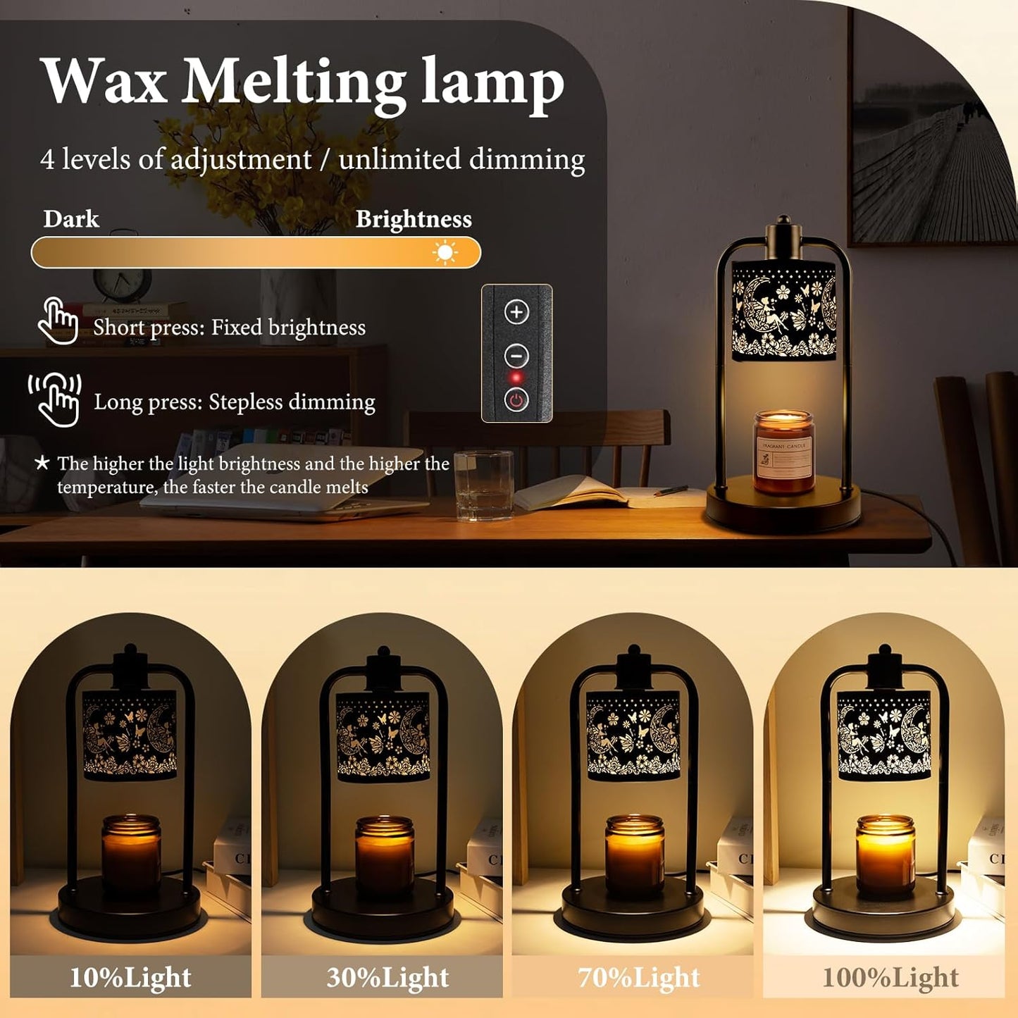 Candle Warmer Lamp Wax Light, Wax Melt Warming Lamps for Jar Candles with Timer Dimmable for Birthday, Room, New House, Bedroom, Vintage Home Decor