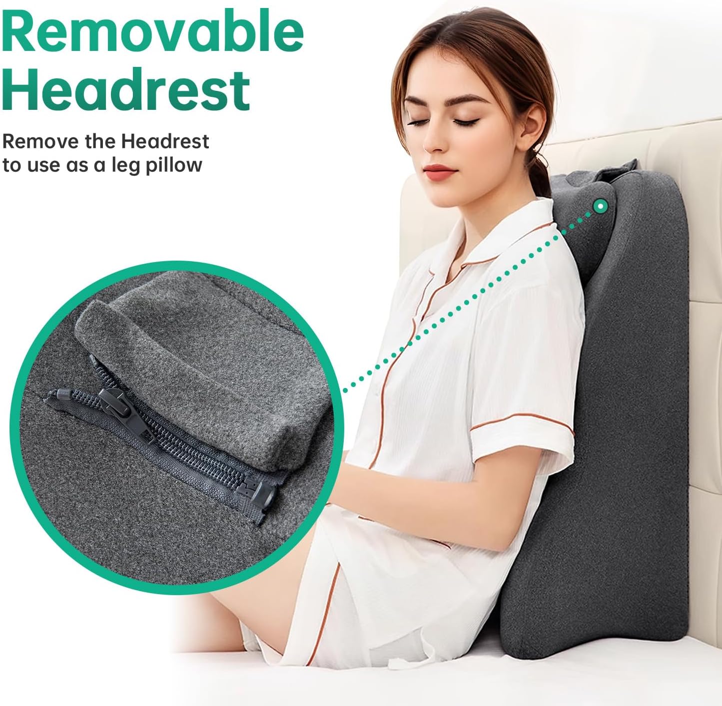 Memory Foam Ergonomic Support Pillow & Leg Elevation Cushion - Memory Foam Back Support for Bed Sitting, Reading & Daily Relaxing, Removable Washable Cover, Gray