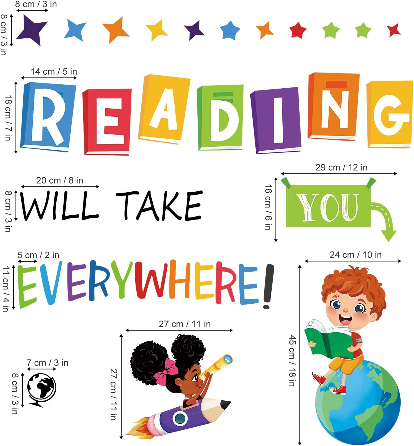 decalmile Reading Corner Wall Decals Educational Reading Will Take You Everywhere Inspirational Quote Wall Stickers Reading Room Classroom Study Room Wall Decor