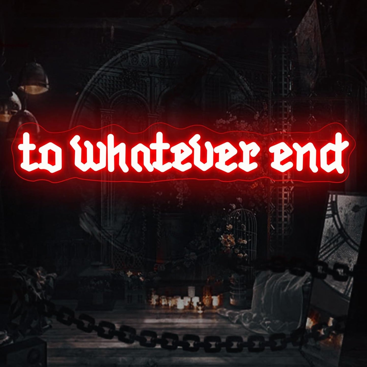To Whatever End Neon Sign, Reading Room Sign, Old English Font, Bookish Gift, Throne Of Glass Inspired, Gift for Book Lovers, Bookshelf Decoration, 17.7"x3.1"