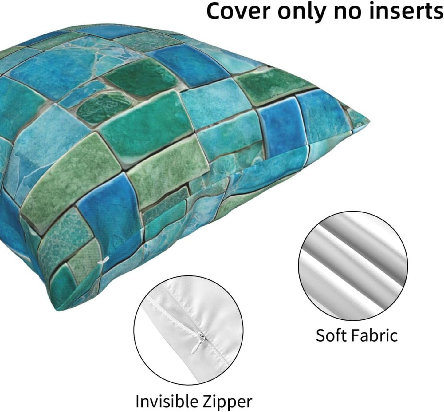 All-Season Square Pillow Covers 18"X18", Marble, Decorative Throw Pillow Covers for Sofa Bed Couch, Hidden Zipper Cushion Cover, Square Lumbar & Accent Pillowcases for Home Decor