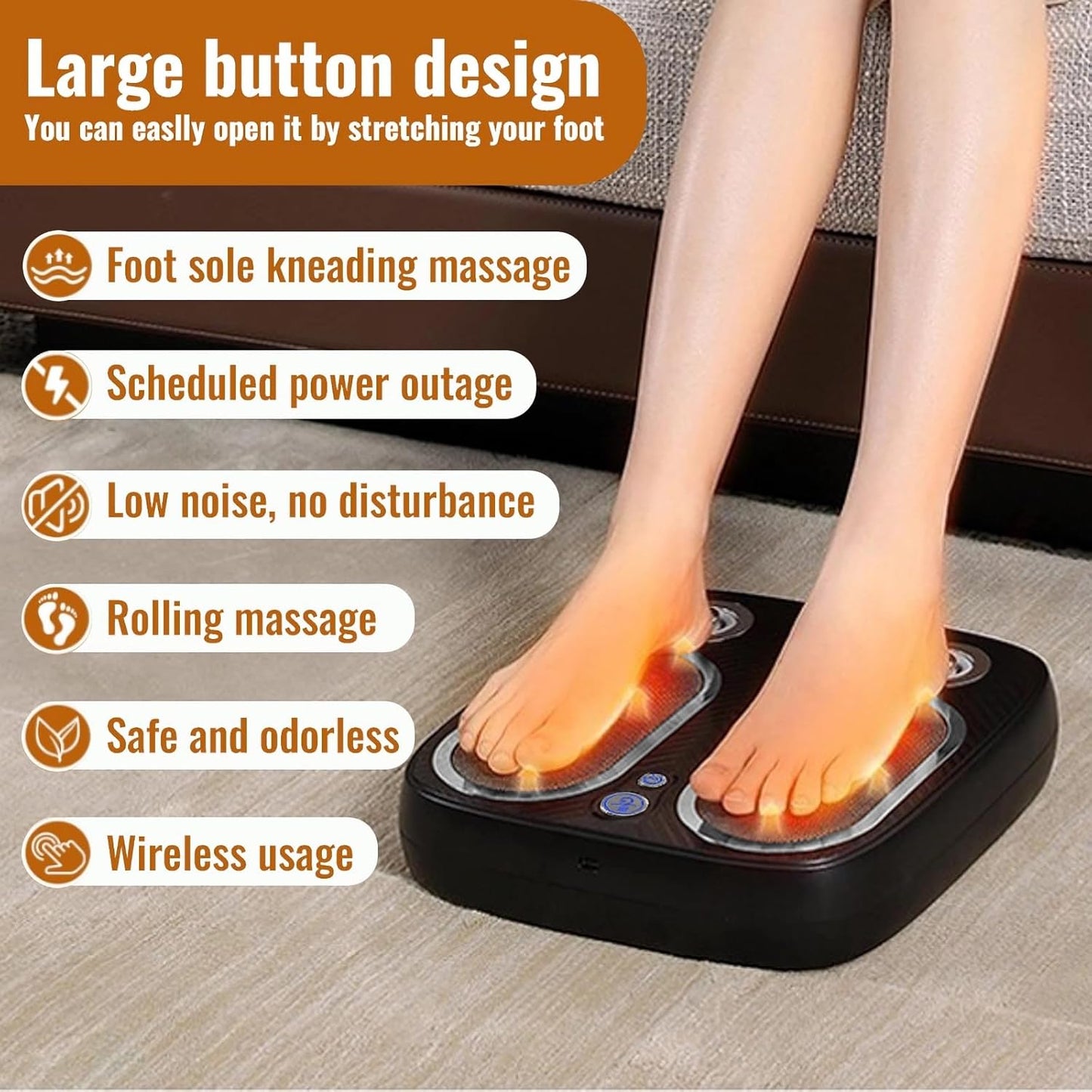 Shiatsu Foot Massager Machine with Heat - Deep Kneading, Air Compression, and Open-Toe Design for Full Foot Pain Relief - 3 Modes & 3 Intensities - Perfect for Home, Office, or Gift