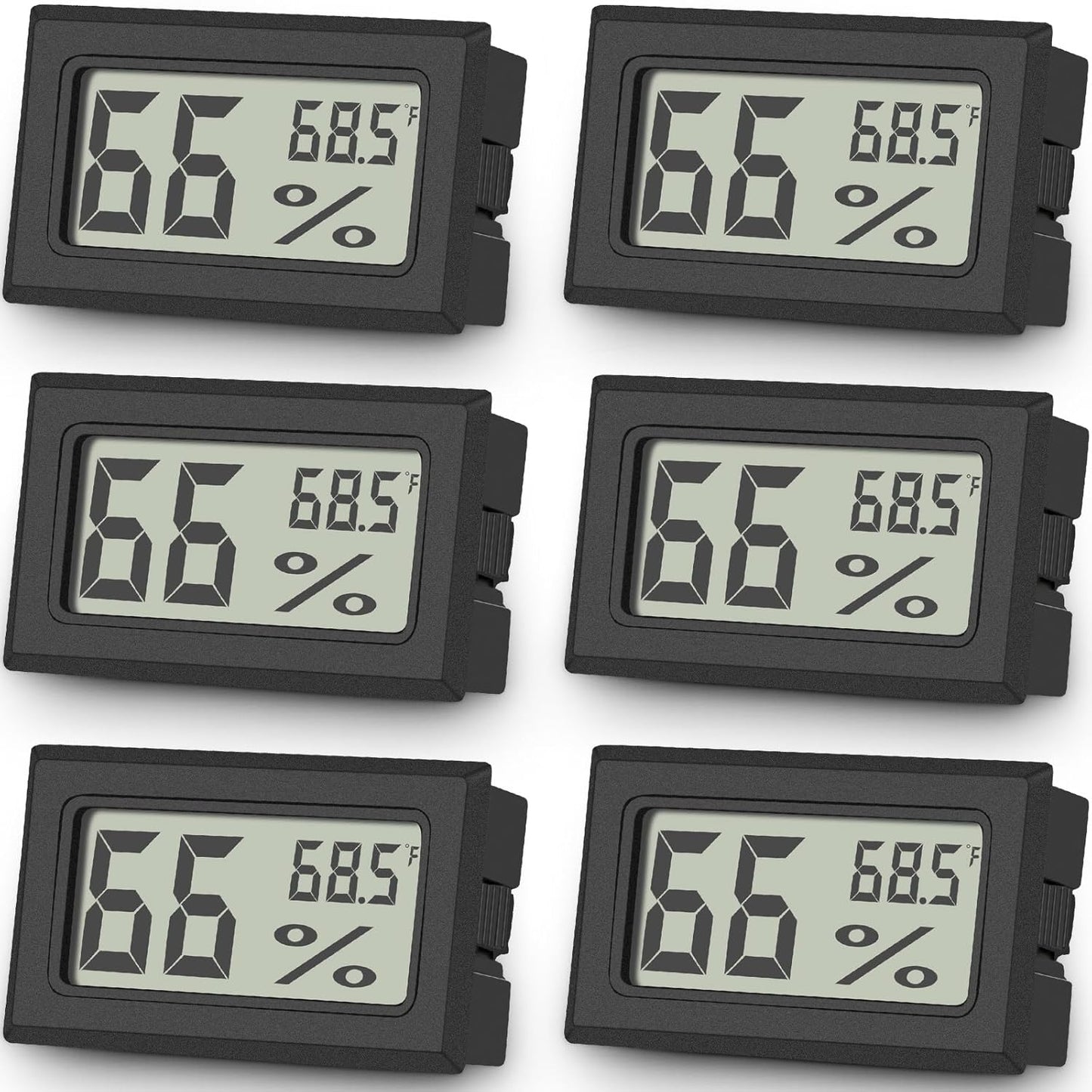 Vaikby 6-Pack Mini Digital Thermometer Hygrometer, Indoor Humidity Monitor, Temperature Humidity Gauge Meter with Fahrenheit (℉) for Greenhouse, Garden, Cellar, Closet, Fridge