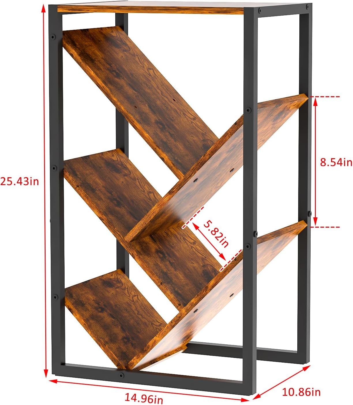 Small Bookcase - 5 Tier Tree Bookshelf with EVA Pads, Book Shelf for Small Spaces Bookshelves Wooden Book Storage Organizer Shelves for Hardcover Books Bedroom Living Room, Patent Pending