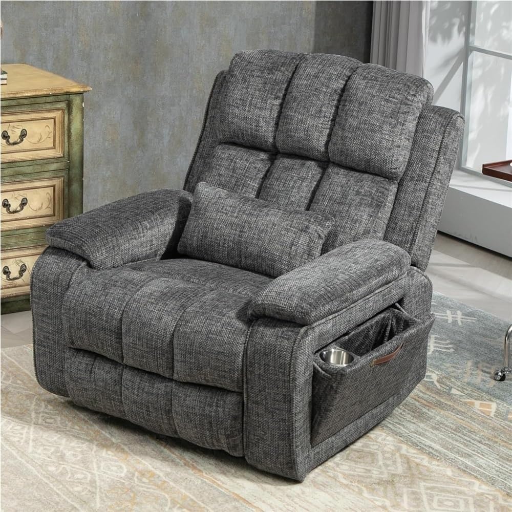 Dual Motor Power Lift Recliner Infinite Positions Vibration Massage Heated Electric Lounge Chair with Lumbar Warmth 5 Massage Modes Overstuffed Seating for Adults & Elderly, Ideal for Living Room