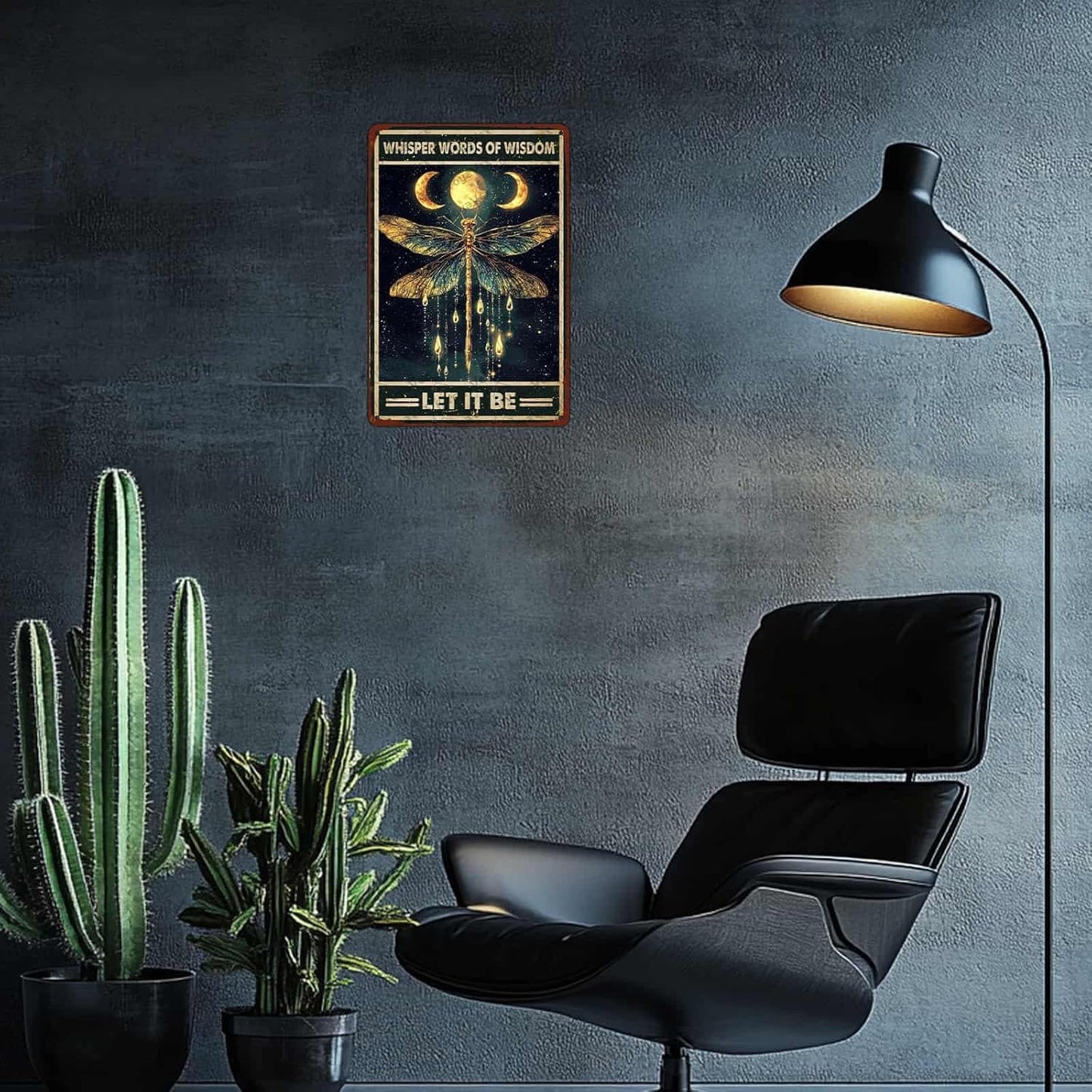 Vintage Dragonfly Tin Sign Whisper Words of Wisdom Dragonfly Metal Wall Decor for Yard Garden Patio Office Reading Room Bedroom Bar Cafe Women Cave Poster 12x8 Inch