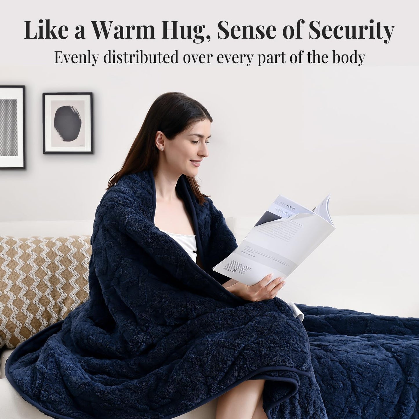 Topblan Weighted Blanket for Adults, 60" x 80" 20lbs, Soft Sherpa Queen Size Heavy Blanket with 3D Jacquard Flannel Fleece Weighted Blankets for Couch and Bed