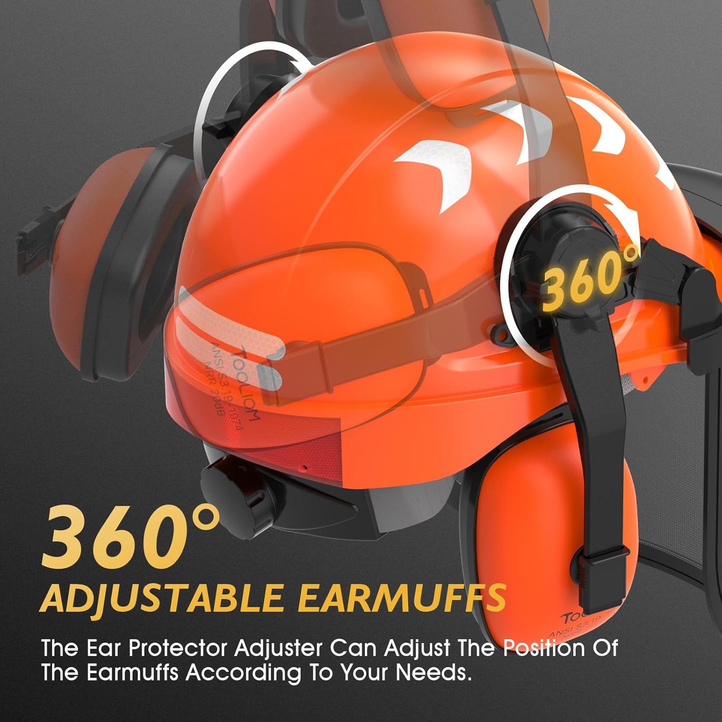 TOOLIOM Chainsaw Helmet with Face Shield and Ear Muffs, Forestry Safety Helmet, ANSI Z89.1 Certified Arborist Helmet, Chainsaw Safety Equipment (with Anti-Fog Goggles)