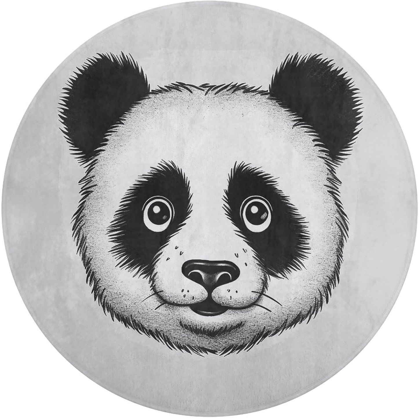 Anime Panda Face Circle Rug Retro Luxury Coral Velvet Floor Mat Non Slip Soft Indoor Floor Carpet Comfy Thickened Area Rugs Modern Aesthetic Minimalist Carpets for Home Decor