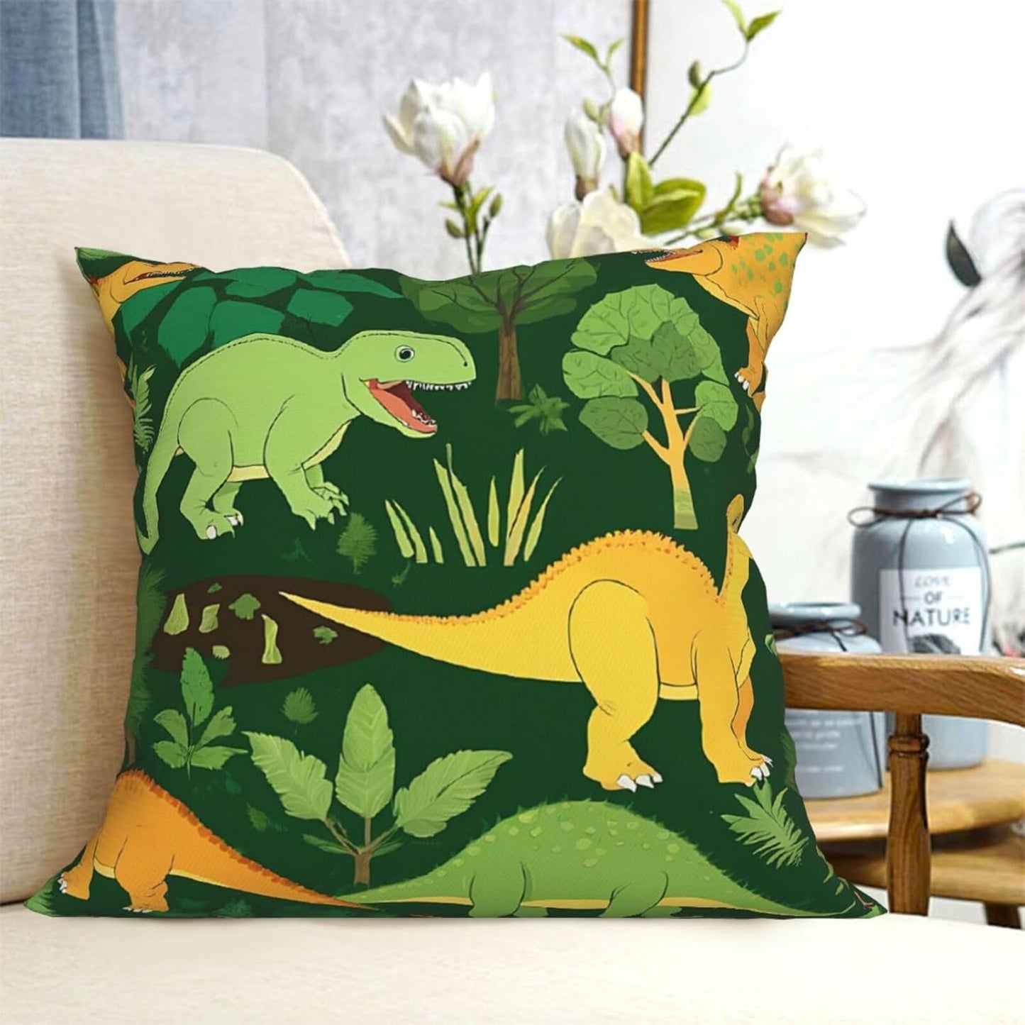 All-Season Square Pillow Covers 18"X18", Palm Leaf, Decorative Throw Pillow Covers for Sofa Bed Couch, Hidden Zipper Cushion Cover, Square Lumbar & Accent Pillowcases for Home Decor