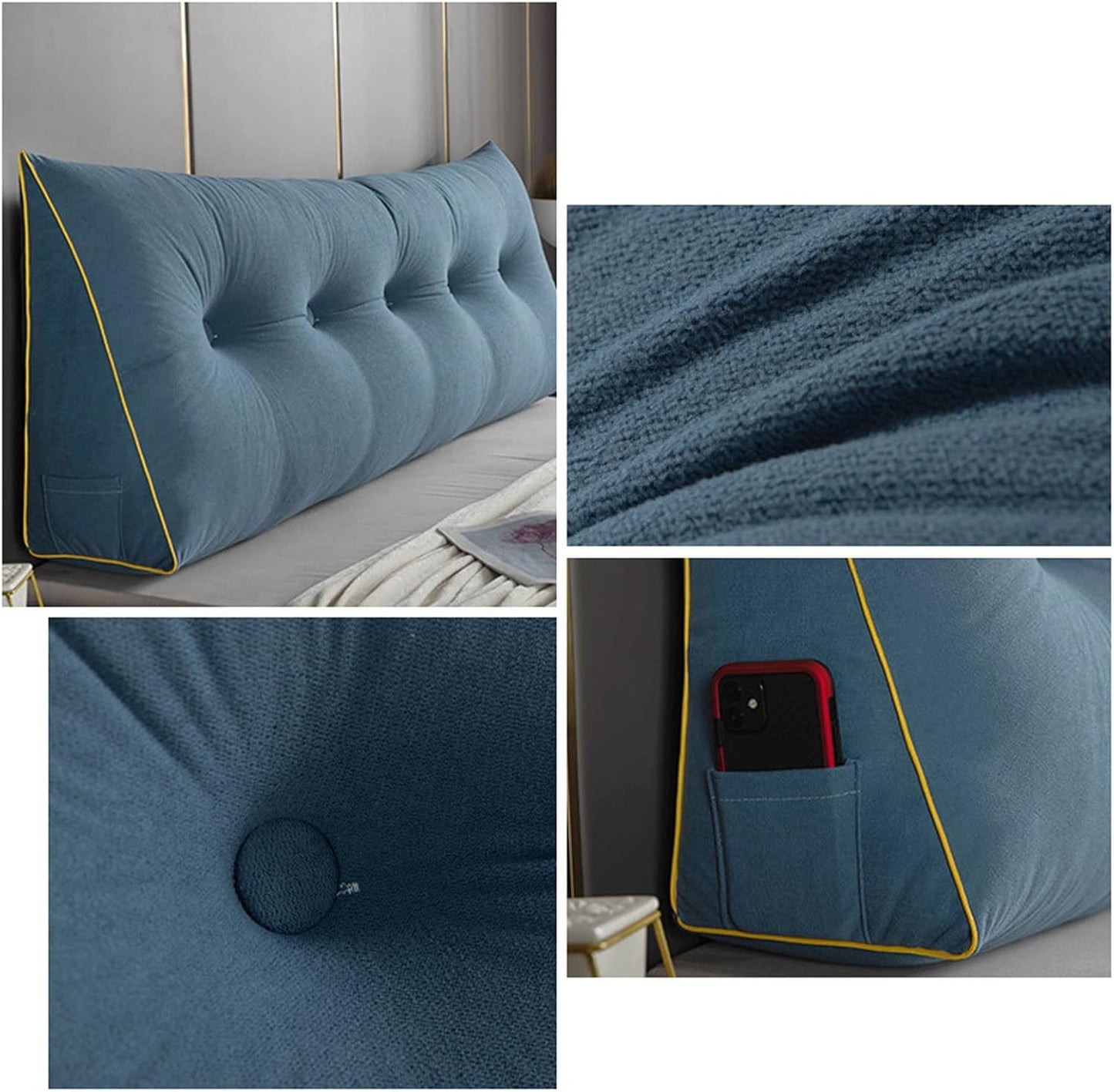 Bed Wedge Pillow for Headboard Back Support Cushion for Queen Size Bed Comfortable Removable Reading Pillows for Sitting in Bed Adult Soft Long Lumbar Support Pillow