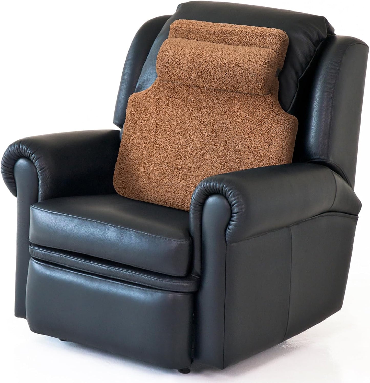 Sherpa Fleece Lumbar Support Pillow with Headrest Recliner Memory Foam Lumbar Pillow Back Cushion for Chair Plush Cushion Thick Pad for Back Pain Car Sofa Chair Headrest Office Home