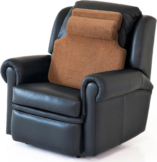 Sherpa Fleece Lumbar Support Pillow with Headrest Recliner Memory Foam Lumbar Pillow Back Cushion for Chair Plush Cushion Thick Pad for Back Pain Car Sofa Chair Headrest Office Home