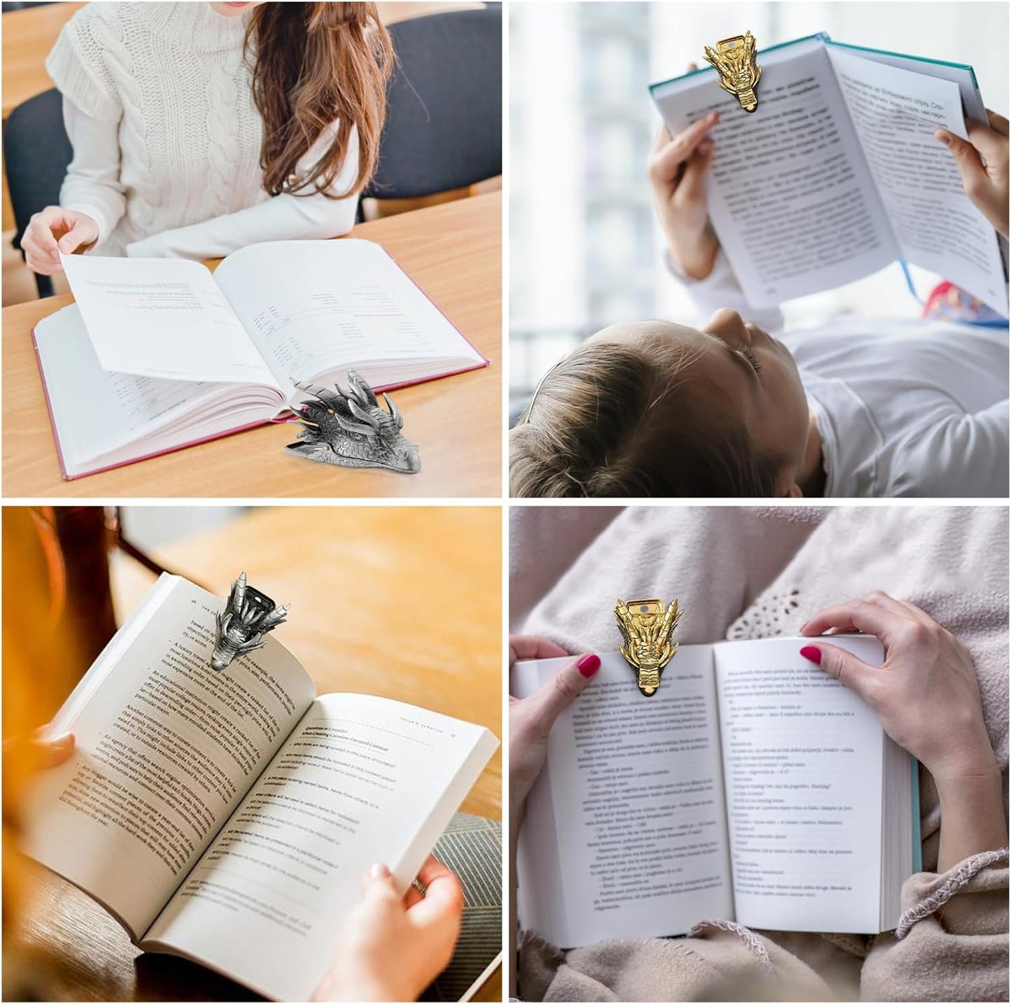 Retro Dragon Head Bookmark – Page Holder- Reading Note Paper Clip for Home School Office – Gift for Teachers Clerks Students and Book Lovers (Silver)